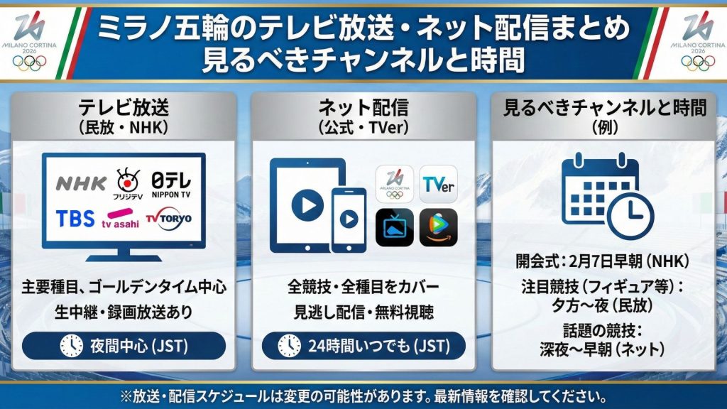 ミラノ・コルティナ冬季オリンピック (どこでみる)